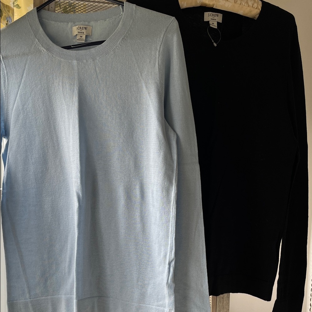 J. Crew Sky Blue and Midnight Black Sweaters cotton, new, mint